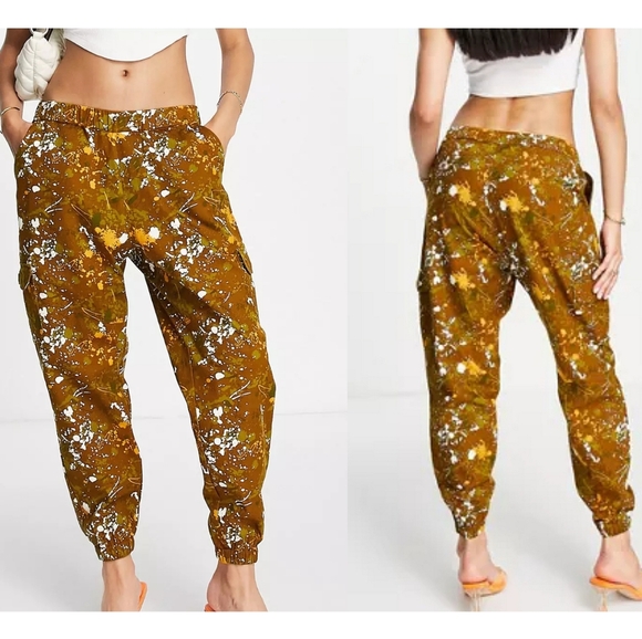 I Saw It First Paint Splatter Pants in Green Acid Print Size 10 - Picture 1 of 8
